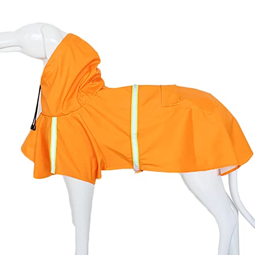 Hunderegenmantel, Regenjacken Für Hunde Mit Kapuze, Verstellbare Haustierjacke Mit Sicheren Reflektierenden Streifen Und Tasche Für Kleine, Mittelgroße Und Große Hunde- orange|| 5XL von DIOB