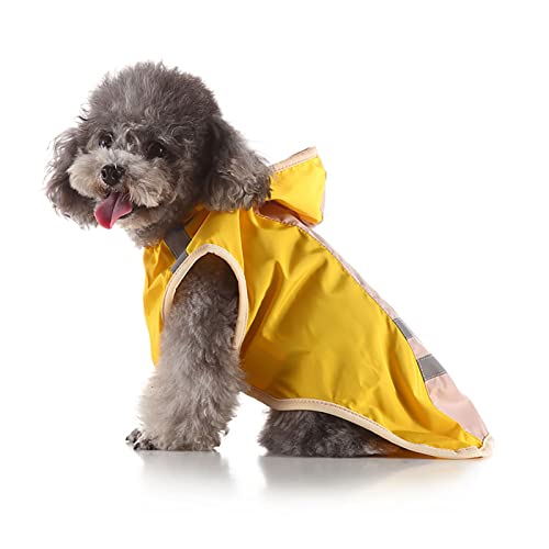 Hunderegenmantel, Wasserdichter Regenjacken Für Hunde Mit Kapuze, Regenabweisender Haustierjacke Mit Sicheren Reflektierenden Streifen Für Kleine Mittelgroße Und Große Hunde- Yellow|| XL von DIOB