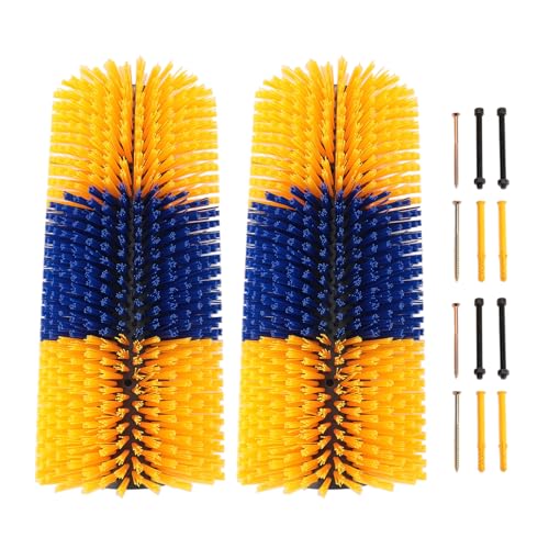 DIRBAK 2pcs Viehstockkratzpinsel für Pferde Rinderschafe - Tier Rückenmassage Pflegewerkzeug Juckreiz Reliefbürste für Scheunen Weidegebrauch (Gelb) von DIRBAK