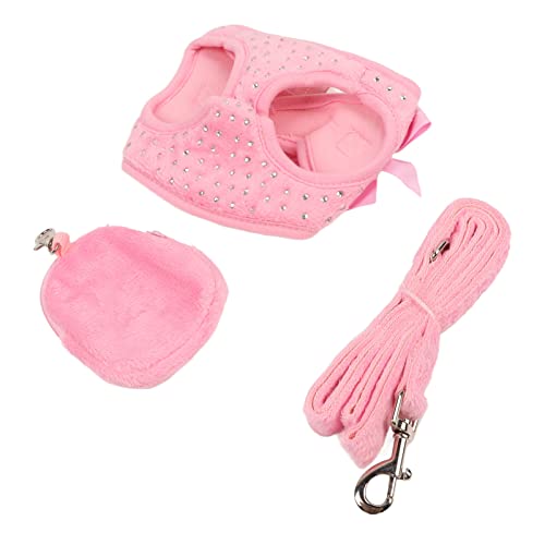 Sprudelnder Kristallkabelbaum -Leinen -Set, verstellbare, atmungsaktive Weste mit Bogenakzenten, 3 in 1 Sicherheitstraktionssystem für kleine Hunde und Katzen, rosa Luxus (Xs) von DIRBAK