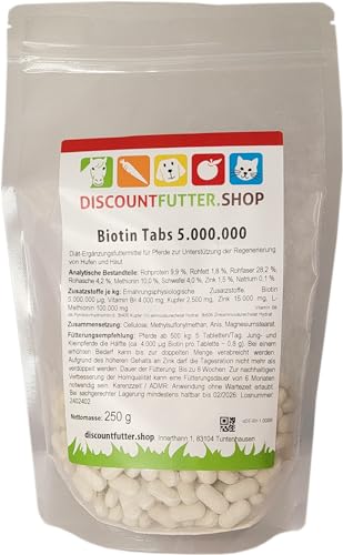 Biotin Tabs 5.000.000 | Hufe - Haut - Fell | hochwirksam für Pferde mit brüchigen Huf, stumpfen Fell und empfindlicher Haut von DISCOUNTFUTTER.SHOP