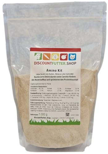 DISCOUNTFUTTER.SHOP Amino Kit (Pulver) |1,0 kg | Aminosäuren für Muskelaufbau Pferd | ohne Zucker und Getreide | 80% Rohprotein von DISCOUNTFUTTER.SHOP