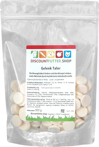 DISCOUNTFUTTER.SHOP Gelenk Taler (500 Gramm) | handliche Taler für Pferde mit Gelenkproblemen | Tabletten mit Glukosamin usw. von DISCOUNTFUTTER.SHOP