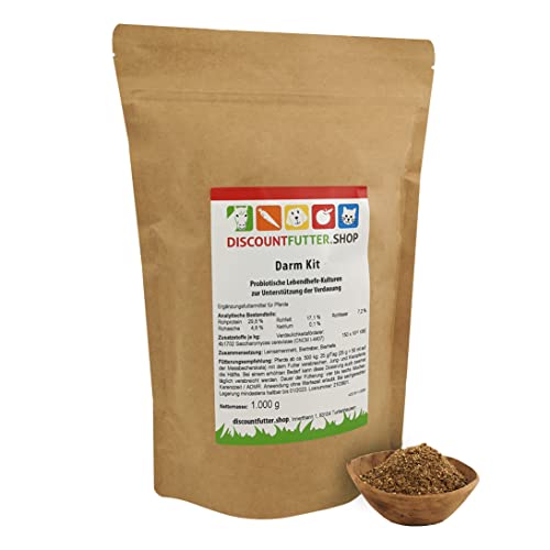 DISCOUNTFUTTER.SHOP Darm Kit | 1 kg Ergänzungsfutter f. Pferde | probiotisch - Lebendhefe | Verdauungsprobleme wie Kotwasser oder Durchfall unterstützen | ohne Zucker von DISCOUNTFUTTER.SHOP