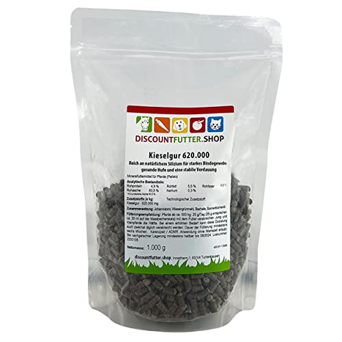 discountfutter.shop Kieselgur 620.000 (Pellet - 1 kg) | Ergänzungsfutter für Pferde | | Verdauung und Darmgesundheit unterstützen | Haut, Huf und Fell | von DISCOUNTFUTTER.SHOP