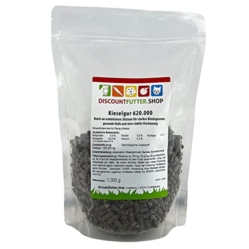 Kieselgur 620.000 (Pellet - 1 kg) | Ergänzungsfutter für Pferde | | Verdauung und Darmgesundheit unterstützen | Haut, Huf und Fell | von DISCOUNTFUTTER.SHOP