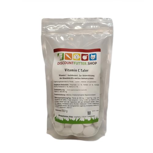 discountfutter.shop - Vitamin C Taler 500.000 | 500 Gramm | Immunssystem stärken Pferd | Vitamin C für Stoffwechsel & Atemwege Pferd von DISCOUNTFUTTER.SHOP