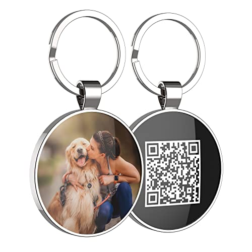 DISONTAG Front Photo Custom QR Haustier-ID-Tag, personalisierte Hundemarke, QR leitet zum Profil, weitere Informationen speichern|Änderbar von DISONTAG