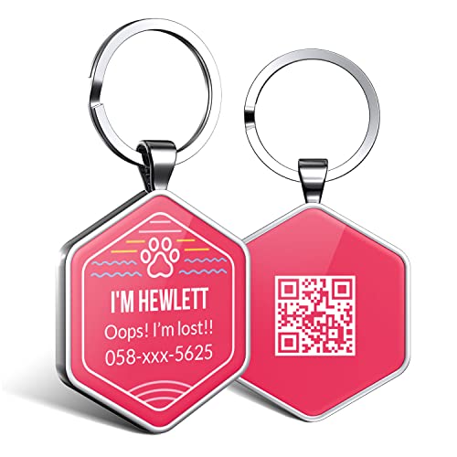 DISONTAG Hundemarke Personalisiert mit QR Code,32 mm 2 Seiten Dog Id Tag mit SchlüSselring für Hundehalsband,Leichter zu Lesen als Gravur– Online|Modifizierbar|Colourful(Runden) von DISONTAG