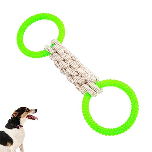 Seilknoten-Kauspielzeug, Kauspielzeug Für Hunde Zum Beißen, Weiches Kauspielzeug Für Welpen Zum Zahnen Gegen Langeweile, Doppelschlaufenknoten-Knochenformung, Leckerlibälle Und Quietschendes Hundespie von DISPRA