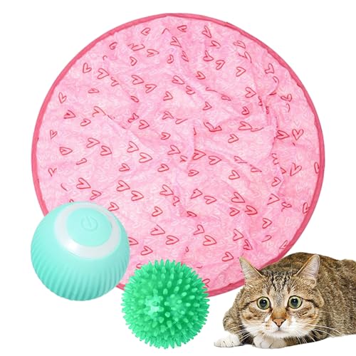 Vibrierender Katzenball, 2-in-1-simuliertes interaktives Jagdspielzeug, Gertar-Katzenspielzeug aus PVC, lindert Langeweile bei Katzen, automatische Hindernisvermeidung, intelligentes Katzenspielzeug z von DISPRA