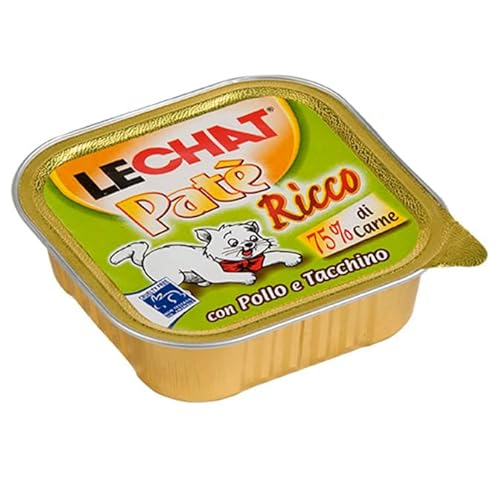 Reiche Pastete mit 100 g | Nassfutter für erwachsene Katzen und Kitten | Rindfleisch und Leberfleisch | Huhn und Truthahn | Lachs und Garnelen | 8 Aluminiumdosen à 100 g mit Gratis (8 x Huhn und von DISTRIBUZIONE 3D