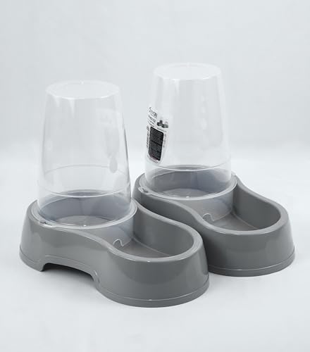 DIVCHI Futter- und Wasserspender für Haustiere - Futterspender für Haustiere & Wasserstation für Katzen & kleine Hunde, transparenter Kunststoff, tragbar - Futter- & Hydratationslösung (Grau) von DIVCHI