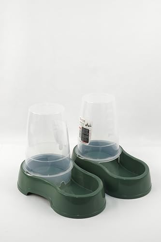 DIVCHI Futter- und Wasserspender für Haustiere - Futterspender für Haustiere & Wasserstation für Katzen & kleine Hunde, transparenter Kunststoff, tragbar - Futter- & Hydratationslösung (Grün) von DIVCHI