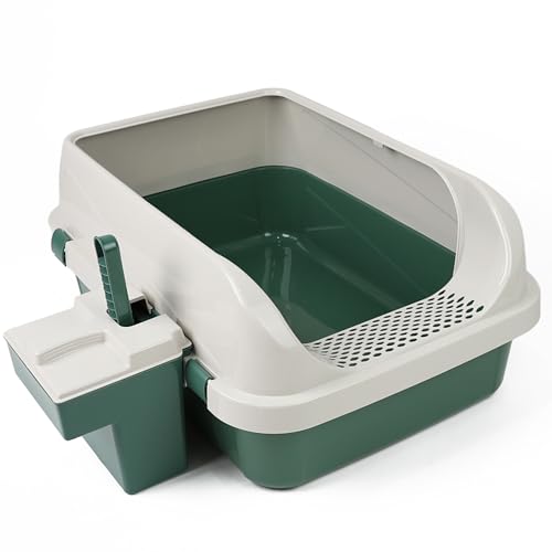 DIVCHI Katzentoilette, Kunststoff-Katzentoilette mit Schaufel und Schaufelbox, abnehmbarer Rand, einfache Reinigung, 57,2 x 41,5 x 24,3 cm, für Katzen, für Katzenbesitzer, grün, groß DIVCHI Katzentoilette, Kunststoff-Katzentoilette mit Schaufel und Schaufelbox, abnehmbarer Rand, einfache Reinigung, 57,2 x 41,5 x 24,3 cm, für Katzen, für Katzenbesitzer, grün, groß von DIVCHI