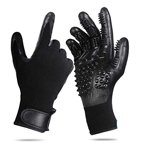 DIVISTAR Fellpflege-Handschuhe, Haustier-Enthaarungsbürste, Handschuhe mit verstellbarem Handgelenkband für Katzen, Pferd und Hunde, 1 Paar Flexible Bürstenhandschuhe von DIVISTAR