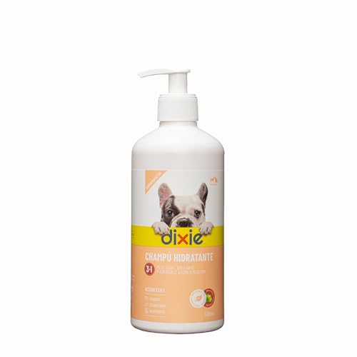 DIXIE Shampoo für Hunde und Katzen, feuchtigkeitsspendend, 3-in-1, 500 ml, weiches und glänzendes Fell, pflegt und verhindert schlechte Gerüche, Apfelduft, erleichtert das Kämmen des Haustiers von DIXIE