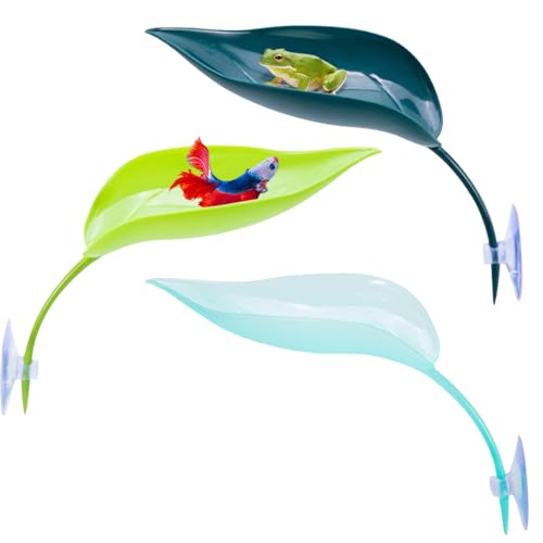 DIYBravo Betta Leaf Hängematte, Betta Leaves Laichplätze, Schildkröten-Sonning-Plattform, leichte und realistische Laichplätze, Zuchtbett mit 3 Saugnäpfen (3 Stück) von DIYBravo