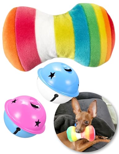 DIYUQISHI 3er-Pack Welpenspielzeug zum Zahnen – Quietschendes Kauspielzeug plus 2 robuste, bunte Quietschspielzeuge aus Metall (3,8 cm – 12,9 cm, einfaches Welpenspielzeug-Set) von DIYUQISHI