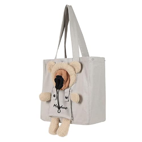 DIdaey Cat-in-Bag Comfort Carrier für Welpen Tragetasche, atmungsaktiv, Schultertrage mit Cartoon-Bär-Motiv, Schultertasche für Haustiere von DIdaey