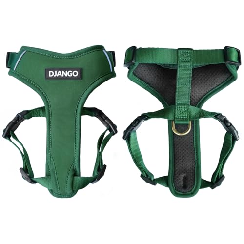DJANGO Adventure Hundegeschirr - Bequemes, strapazierfähiges und reflektierendes Neopren Hundegeschirr für Outdoor-Abenteuer und Alltag - Verstellbares Design mit massiven Messingbeschlägen (Medium DJANGO Adventure Hundegeschirr - Bequemes, strapazierfähiges und reflektierendes Neopren Hundegeschirr für Outdoor-Abenteuer und Alltag - Verstellbares Design mit massiven Messingbeschlägen (Medium von DJANGO