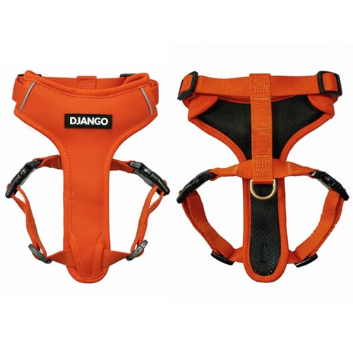 DJANGO Adventure Hundegeschirr - Bequemes, strapazierfähiges und reflektierendes Neopren Hundegeschirr für Outdoor-Abenteuer und Alltag - Verstellbares Design mit massiven Messingbeschlägen (klein DJANGO Adventure Hundegeschirr - Bequemes, strapazierfähiges und reflektierendes Neopren Hundegeschirr für Outdoor-Abenteuer und Alltag - Verstellbares Design mit massiven Messingbeschlägen (klein von DJANGO