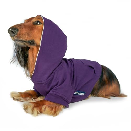 DJANGO Hunde-Kapuzenpullover und super weicher und dehnbarer Pullover, komplett gefüttert mit elastischem Bund, Leinen-Portal, und Gesäßtasche (Royal Purple, Medium) von DJANGO