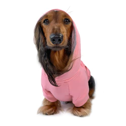 DJANGO Hunde-Kapuzenpullover und super weicher und dehnbarer Pullover - komplett gefüttert mit elastischem Bund, Leinen-Portal und Gesäßtasche (Quarzrosa, Medium) von DJANGO