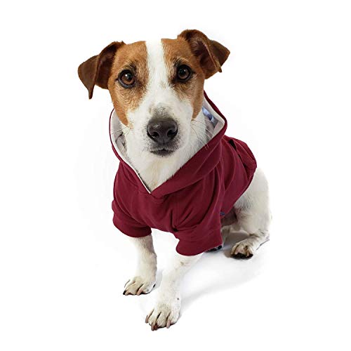 DJANGO Hunde-Kapuzenpullover und superweicher und dehnbarer Pullover, komplett gefüttert, mit elastischem Bund, Leinen-Portal, und Gesäßtasche (Burgundy Red, Medium) von DJANGO
