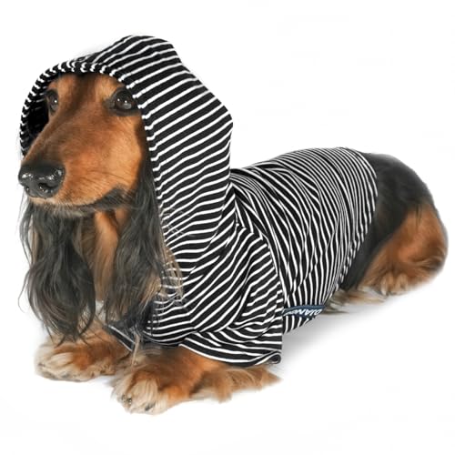 DJANGO Hunde-Kapuzenpullover und superweicher und dehnbarer Pullover mit elastischem Bund und Leine, Größe S, Schwarz DJANGO Hunde-Kapuzenpullover und superweicher und dehnbarer Pullover mit elastischem Bund und Leine, Größe S, Schwarz von DJANGO