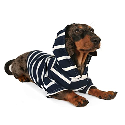 DJANGO Hunde-Kapuzenpullover und superweicher und dehnbarer Pullover mit elastischem Bund und Leinen-Portal, Größe M, Marineblau von DJANGO