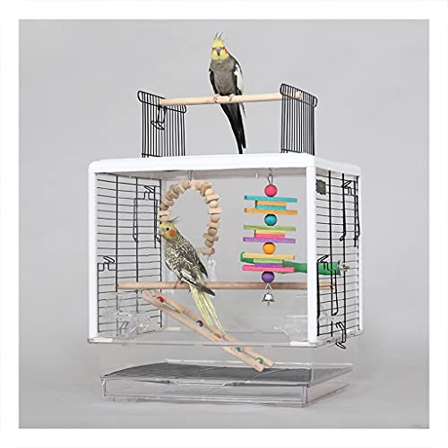 DJING Tragbarer Vogelkäfig, 46,5 cm, transparenter Acryl-Vogelkäfig für Papageien, Käfig für Zuhause, luxuriös, groß, Phoenix, Tigerhaut, Vogelkäfig von DJING