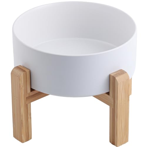 DJJJOOYS Keramik-Hundenapf für mittelgroße und große Rassen, mit Ständer, 15,2 cm, rutschfest, schwer, 3,6 Tassen, Weiß von DJJJOOYS