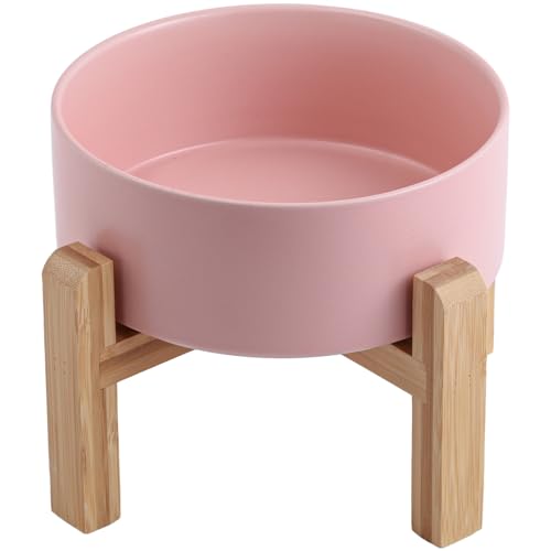 DJJJOOYS Keramik-Hundenapf für mittelgroße und große Rassen, mit Ständer, 20,3 cm, 7,6 Tassen, rutschfest, schwer, Rosa von DJJJOOYS