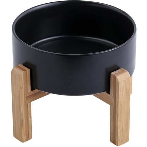 DJJJOOYS Keramik-Hundenapf für mittelgroße und große Rassen, mit Ständer, 20,3 cm, 7,6 Tassen, rutschfest, schwer, Schwarz von DJJJOOYS