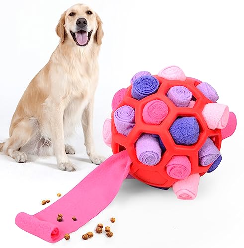 DJLLA Schnüffelball für Hunde Schnüffelteppich für Hunde, Tragbarer Schnüffelball Intelligenzspielzeug, Schnüffelspielzeug, Interaktive Hundespielzeug für Kleine Mittelgroße Hunde Haustier (Pink Lila) von DJLLA