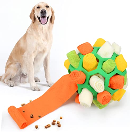 Schnüffelball für Hunde Schnüffelteppich für Hunde, Tragbarer Schnüffelball Intelligenzspielzeug, Schnüffelspielzeug, Interaktive Hundespielzeug für Kleine Mittelgroße Hunde Haustier (Grün und Gelb) von DJLLA
