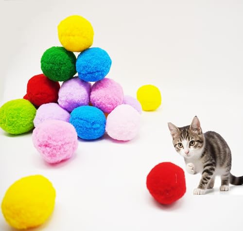 DJRDym Katzenspielzeugbälle, 20 Stück, hochwertige, weiche Bommelbälle für Kätzchen, 4,8 cm, lustiges, interaktives Katzen-Pompon-Spielzeug für gelangweilte Indoor-Katzen, Plüschbälle zum Basteln, DJRDym Katzenspielzeugbälle, 20 Stück, hochwertige, weiche Bommelbälle für Kätzchen, 4,8 cm, lustiges, interaktives Katzen-Pompon-Spielzeug für gelangweilte Indoor-Katzen, Plüschbälle zum Basteln, von DJRDym