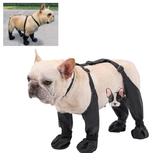 Hosenträger-Hundestiefel, Hunde-Hosenträgerstiefel, Outdoor-Walking-Hundestiefel, Hundeschuhe, rutschfest for Schnee, Regen, verstellbare Hunde-Hosenträger-Regenstiefel for Outdoor-Schneewandern, Jagd von DJSDN