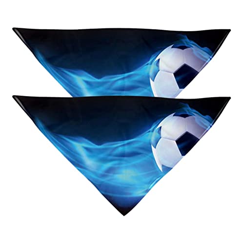 Hunde-Halstuch, Motiv: fliegender Fußball, blaue Flamme, für Mädchen, Jungen, Haustier-Lätzchen, Halstuch, waschbar, Zubehör für kleine, mittelgroße und große Hunde, Welpen, Katzen, Haustiere, 2 Stück Hunde-Halstuch, Motiv: fliegender Fußball, blaue Flamme, für Mädchen, Jungen, Haustier-Lätzchen, Halstuch, waschbar, Zubehör für kleine, mittelgroße und große Hunde, Welpen, Katzen, Haustiere, 2 Stück von DJSIMFHDNG