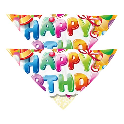Hundehalstuch, Motiv: Happy Birthday, Ballon, Mädchen, Jungen, Haustier-Lätzchen, Halstuch, waschbar, Zubehör für kleine, mittelgroße und große Hunde, Welpen, Katzen, Haustier, 2 Stück Hundehalstuch, Motiv: Happy Birthday, Ballon, Mädchen, Jungen, Haustier-Lätzchen, Halstuch, waschbar, Zubehör für kleine, mittelgroße und große Hunde, Welpen, Katzen, Haustier, 2 Stück von DJSIMFHDNG