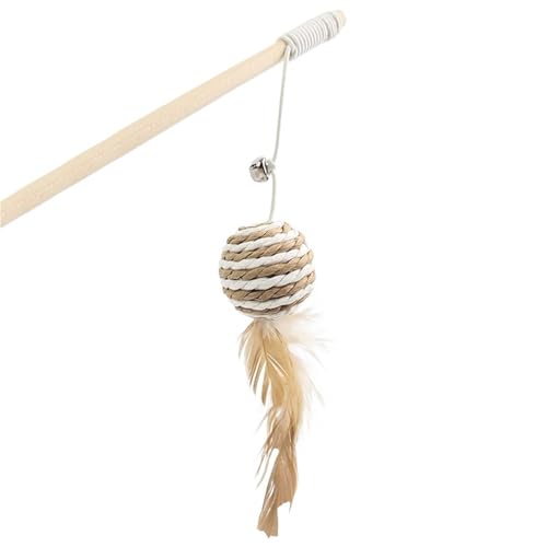 DJSKLDF Katzenangel 1PC Teaser Feather Toys Kitten Funny Colorful Rod Cat Wand Wood Pet Interactive Stick Supplies(Color2) von DJSKLDF