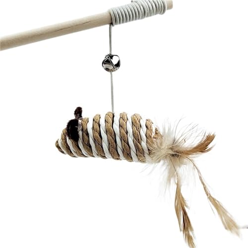 DJSKLDF Katzenangel 1PC Teaser Feather Toys Kitten Funny Colorful Rod Cat Wand Wood Pet Interactive Stick Supplies(Color3) von DJSKLDF