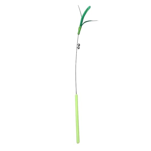 DJSKLDF Katzenangel Cat Interactive Toy Tail Grass Cats Sage Feather Long Pole Kitten Teasing Stick Bite Resistant Sound Supplies(Green) von DJSKLDF