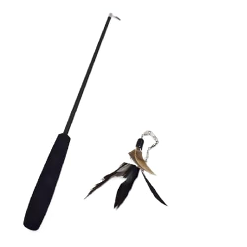 DJSKLDF Katzenangel Cat Teaser Wands Three-Section Telescopic Fishing Pole Wand Kitten Funny Catcher Stick Rod Interactive Toys(Black) von DJSKLDF