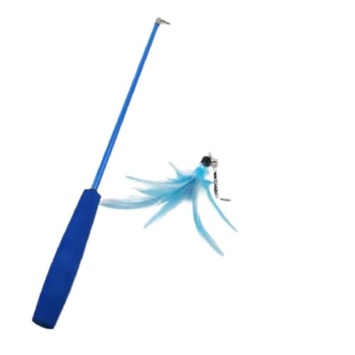 DJSKLDF Katzenangel Cat Teaser Wands Three-Section Telescopic Fishing Pole Wand Kitten Funny Catcher Stick Rod Interactive Toys(Blue) von DJSKLDF