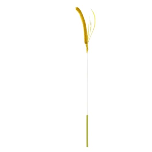 DJSKLDF Katzenangel Cat Teasing Stick Bite Resistant Soothing Tool Dog Sage Feather Tail Grass Toy Pet Supplies(Yellow) von DJSKLDF