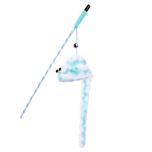 DJSKLDF Katzenangel Cat Toys Funny Stick Bouncy Rod Bell Bait Toy Plush Longtail Mouse Stripe Pet Supplies Accessories(Blue) von DJSKLDF