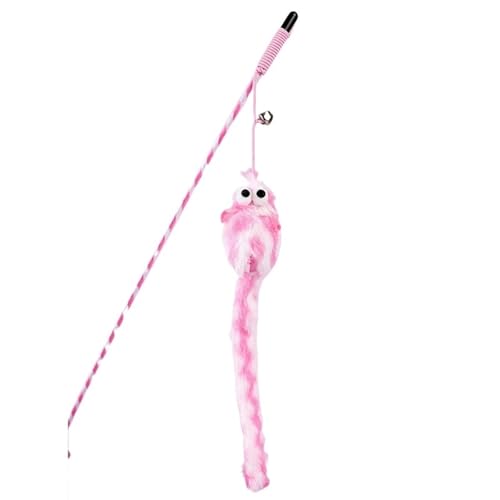 DJSKLDF Katzenangel Cat Toys Funny Stick Bouncy Rod Bell Bait Toy Plush Longtail Mouse Stripe Pet Supplies Accessories(Pink) von DJSKLDF