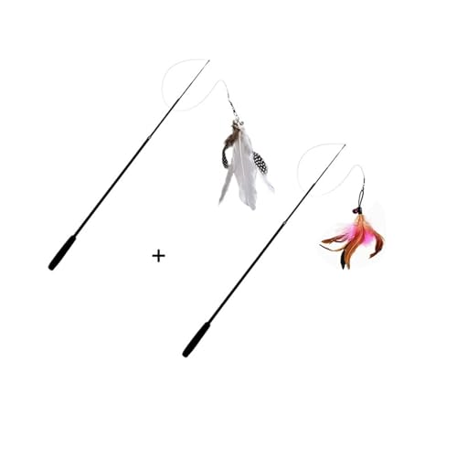 DJSKLDF Katzenangel Four Section Telescopic Cat Stick 1.8m Super Long Fishing Rod Scratch Resistant Feather Toy Pet Supplies(White and pink) von DJSKLDF